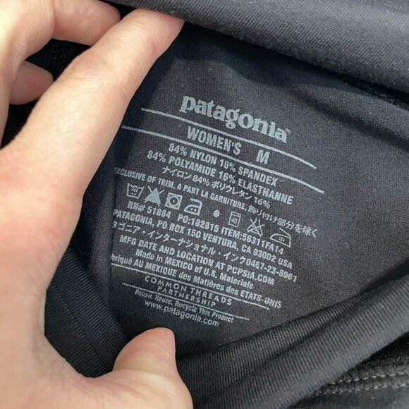 PATAGONIA Pliant Pants Solid Black Geometric Waistband Pull On Active Yoga Pants - Picture 6 of 16